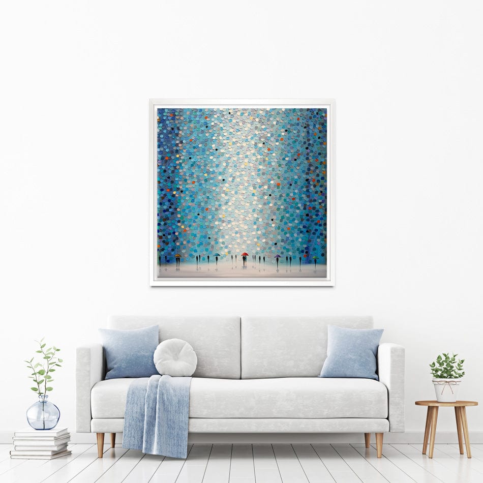 Umbrellas At Night Square Canvas Print wall art product Ekaterina Ermilkina / Independent