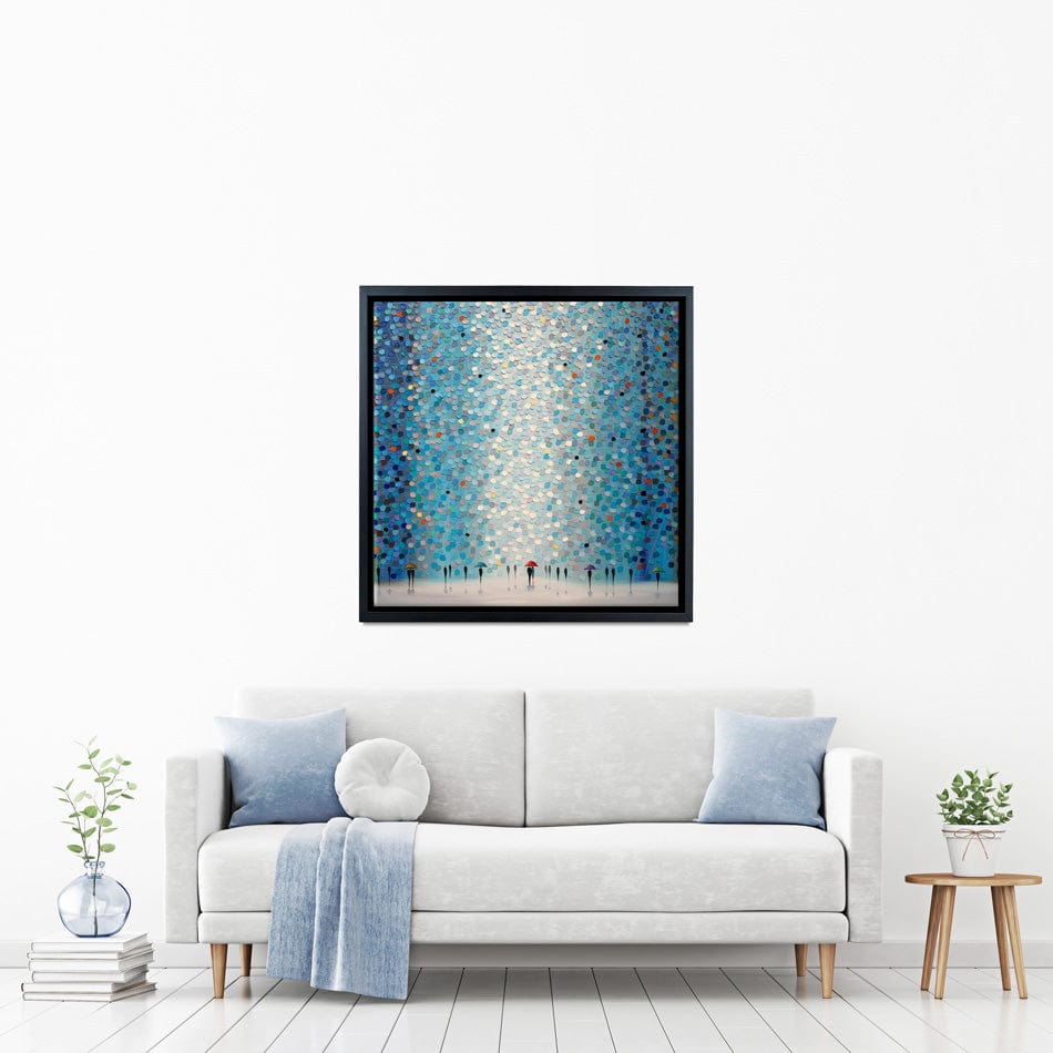 Umbrellas At Night Square Canvas Print wall art product Ekaterina Ermilkina / Independent