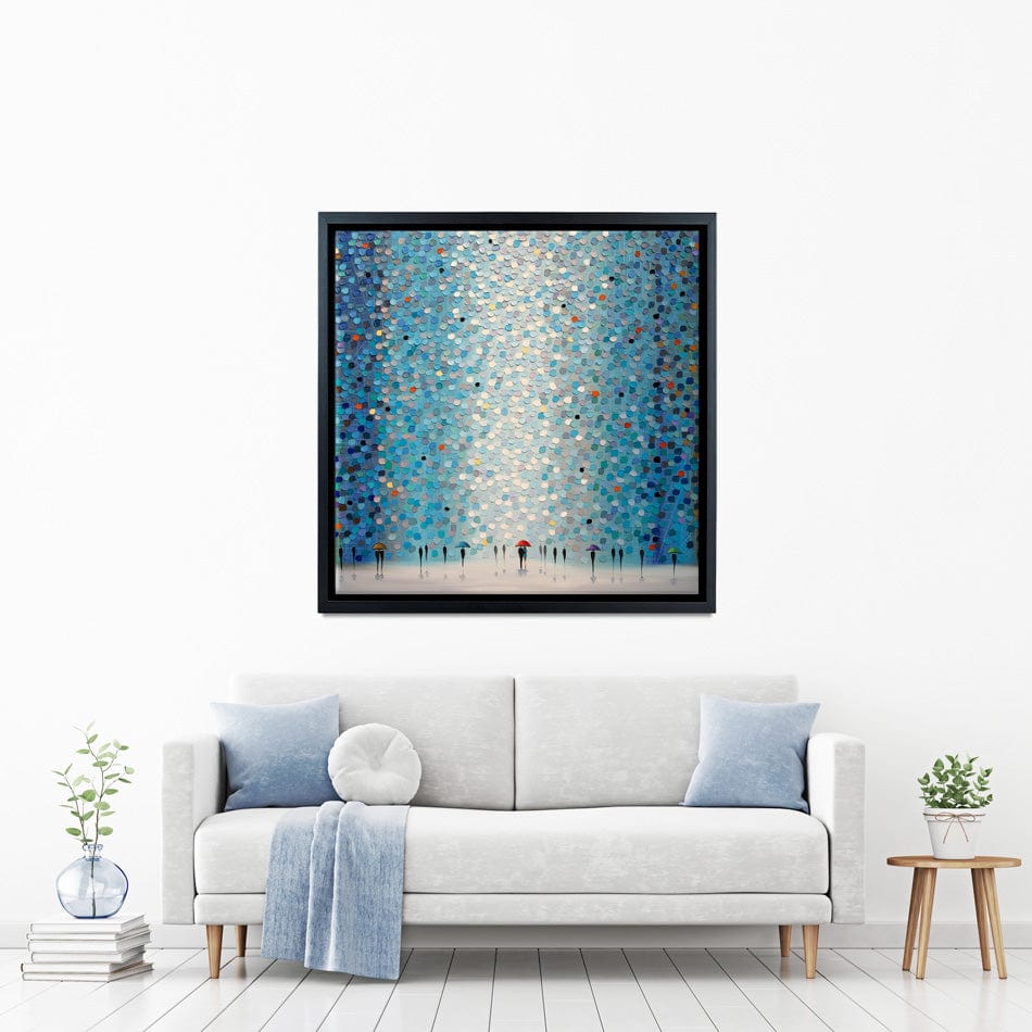 Umbrellas At Night Square Canvas Print wall art product Ekaterina Ermilkina / Independent