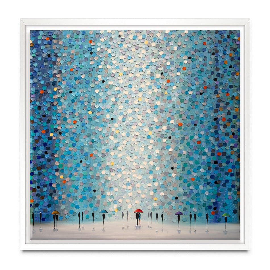 Umbrellas At Night Square Canvas Print wall art product Ekaterina Ermilkina / Independent