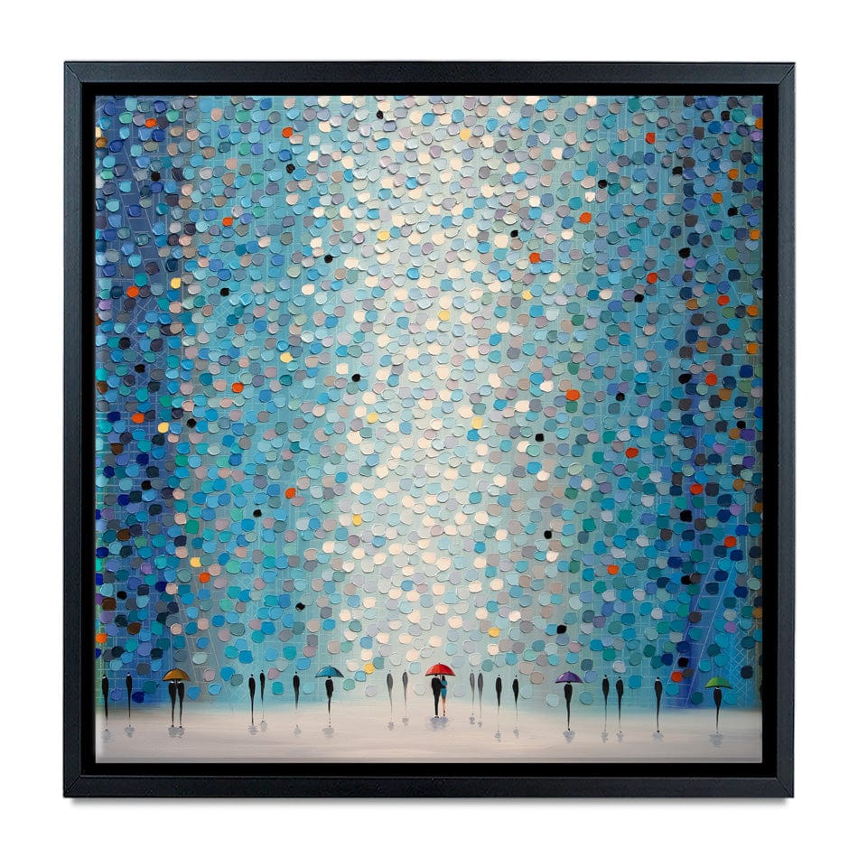 Umbrellas At Night Square Canvas Print wall art product Ekaterina Ermilkina / Independent