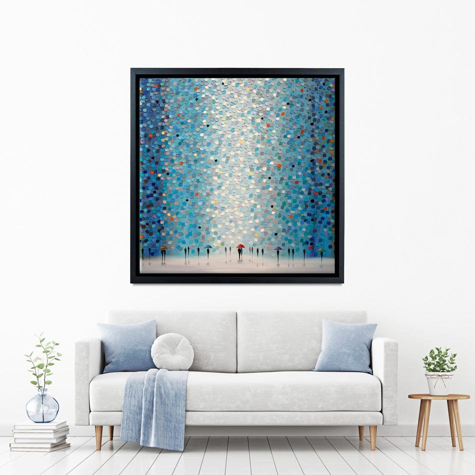 Umbrellas At Night Square Canvas Print wall art product Ekaterina Ermilkina / Independent