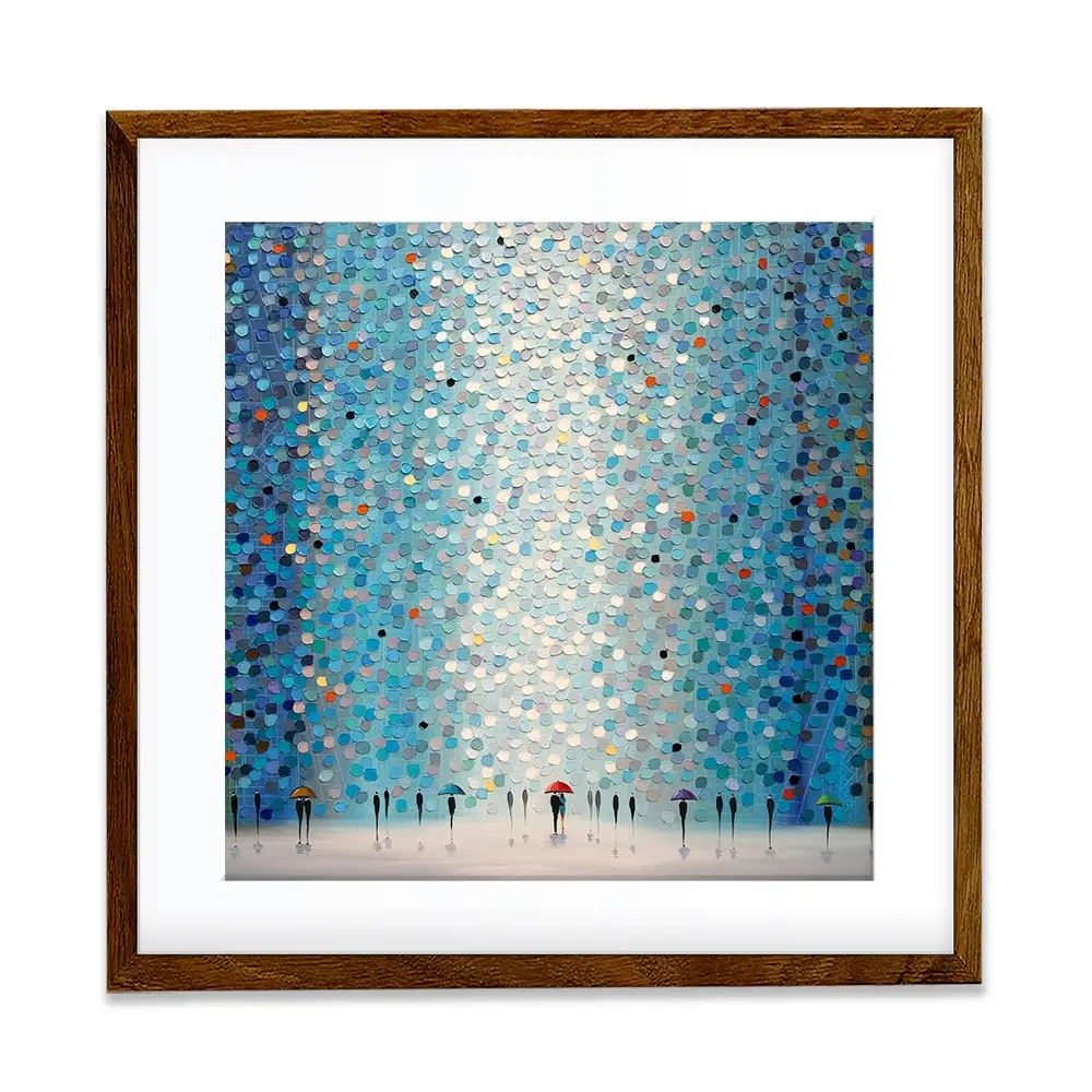 Umbrellas At Night Square Framed Art Print Umbrellas At Night Square Framed Art Print | Umbrellas Artwork wall art product Ekaterina Ermilkina