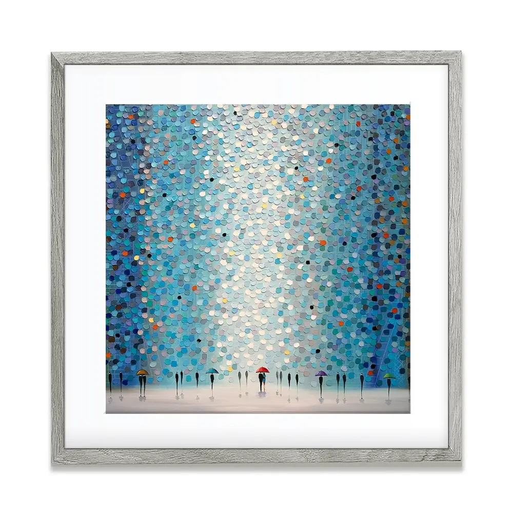 Umbrellas At Night Square Framed Art Print Umbrellas At Night Square Framed Art Print | Umbrellas Artwork wall art product Ekaterina Ermilkina