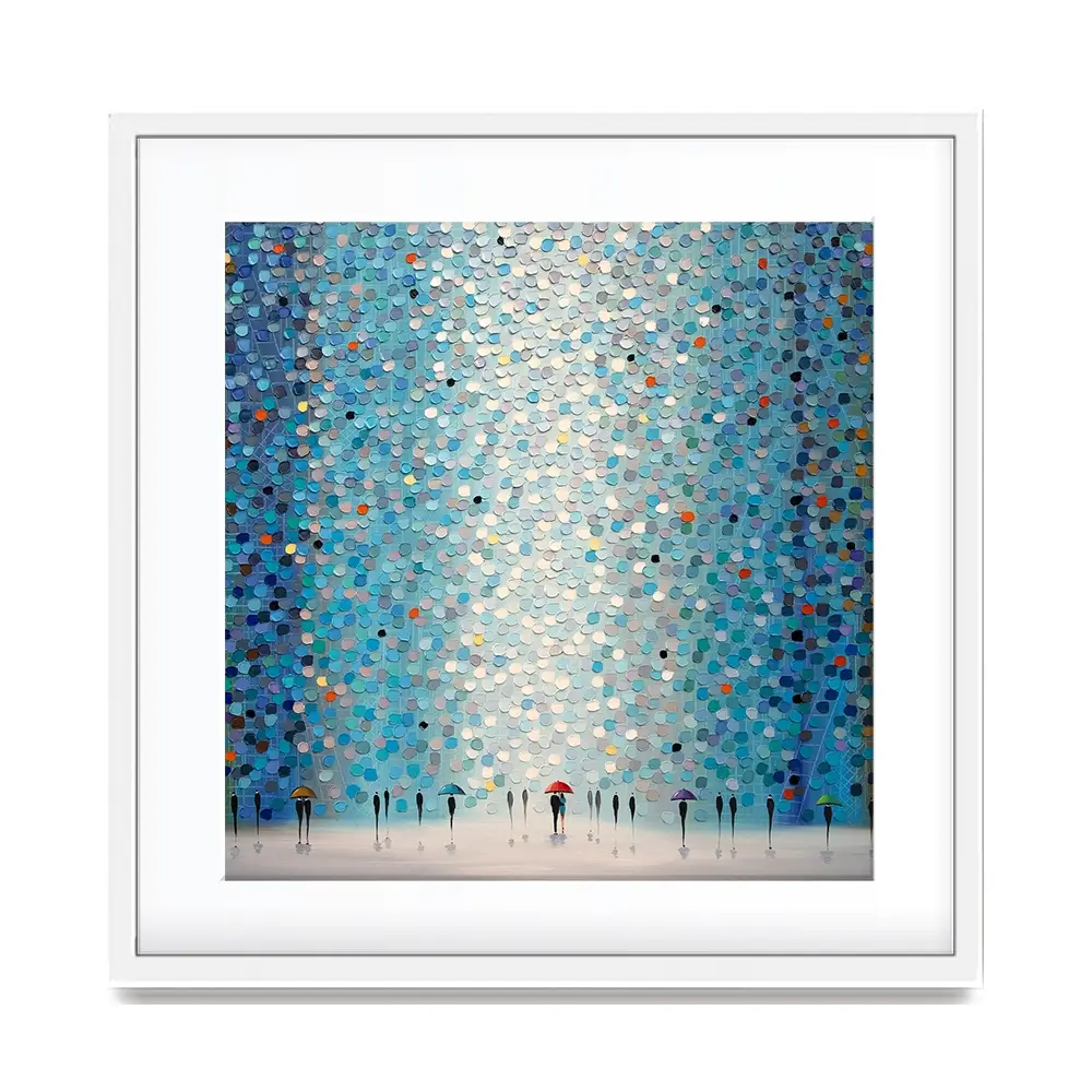 Umbrellas At Night Square Framed Art Print Umbrellas At Night Square Framed Art Print | Umbrellas Artwork wall art product Ekaterina Ermilkina