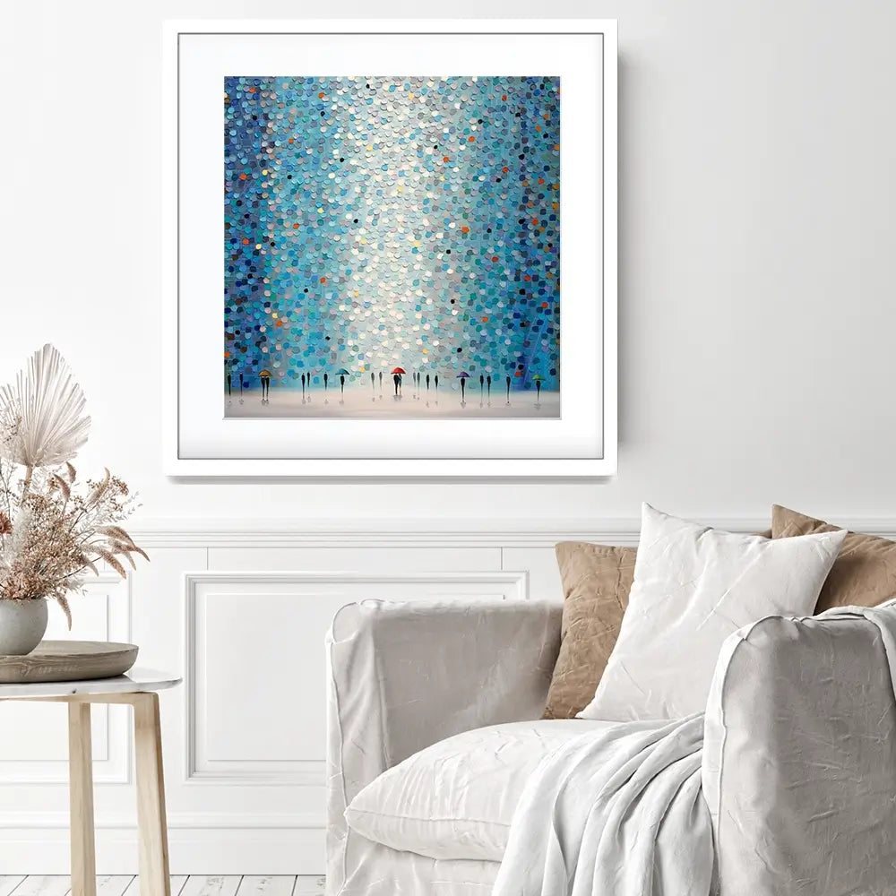 Umbrellas At Night Square Framed Art Print Umbrellas At Night Square Framed Art Print | Umbrellas Artwork wall art product Ekaterina Ermilkina