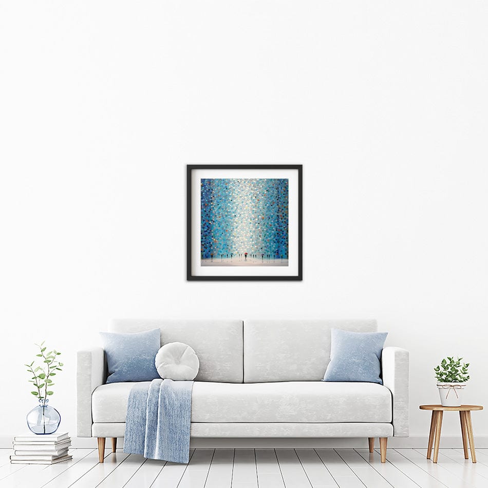 Umbrellas At Night Square Framed Art Print wall art product Ekaterina Ermilkina / Independent