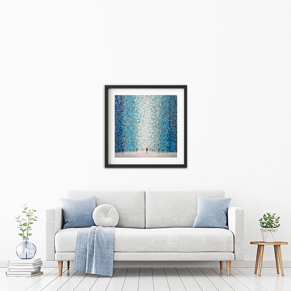 Umbrellas At Night Square Framed Art Print wall art product Ekaterina Ermilkina / Independent