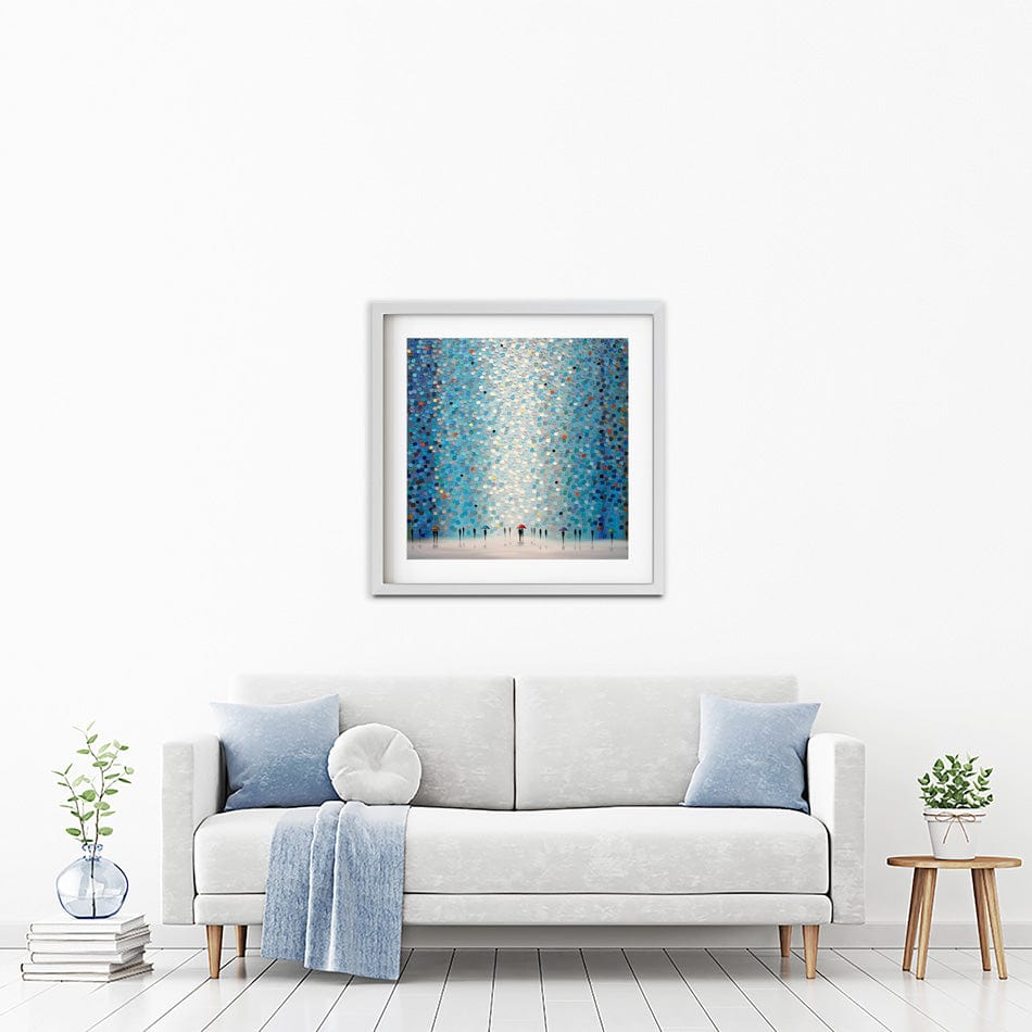 Umbrellas At Night Square Framed Art Print wall art product Ekaterina Ermilkina / Independent