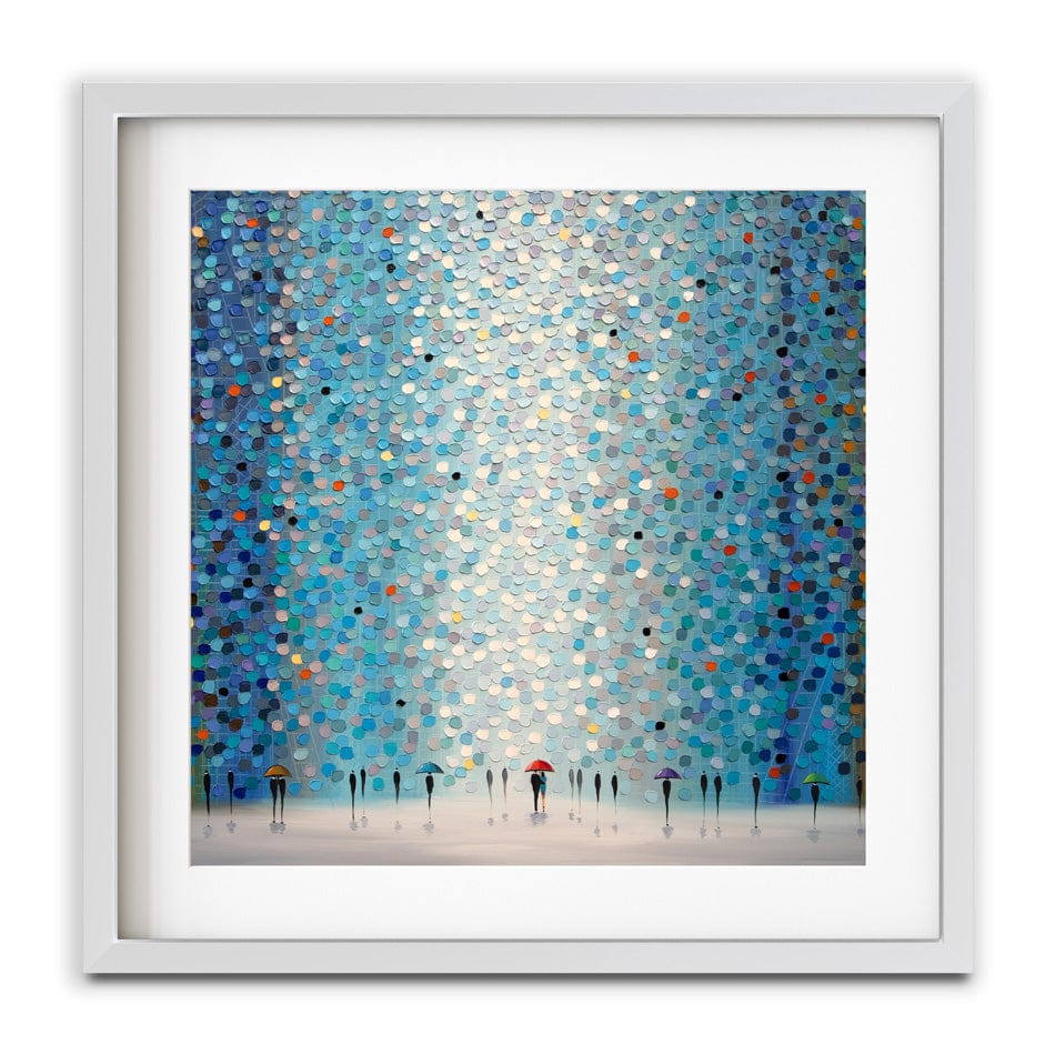 Umbrellas At Night Square Framed Art Print wall art product Ekaterina Ermilkina / Independent