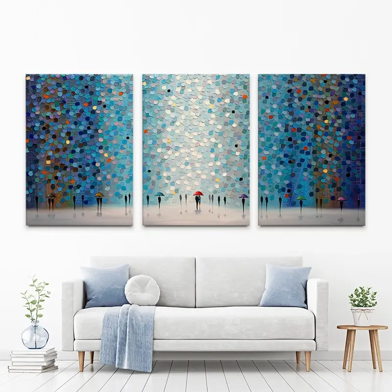 Umbrellas At Night Trio Canvas Print Umbrellas At Night Trio Canvas Print wall art product Ekaterina Ermilkina