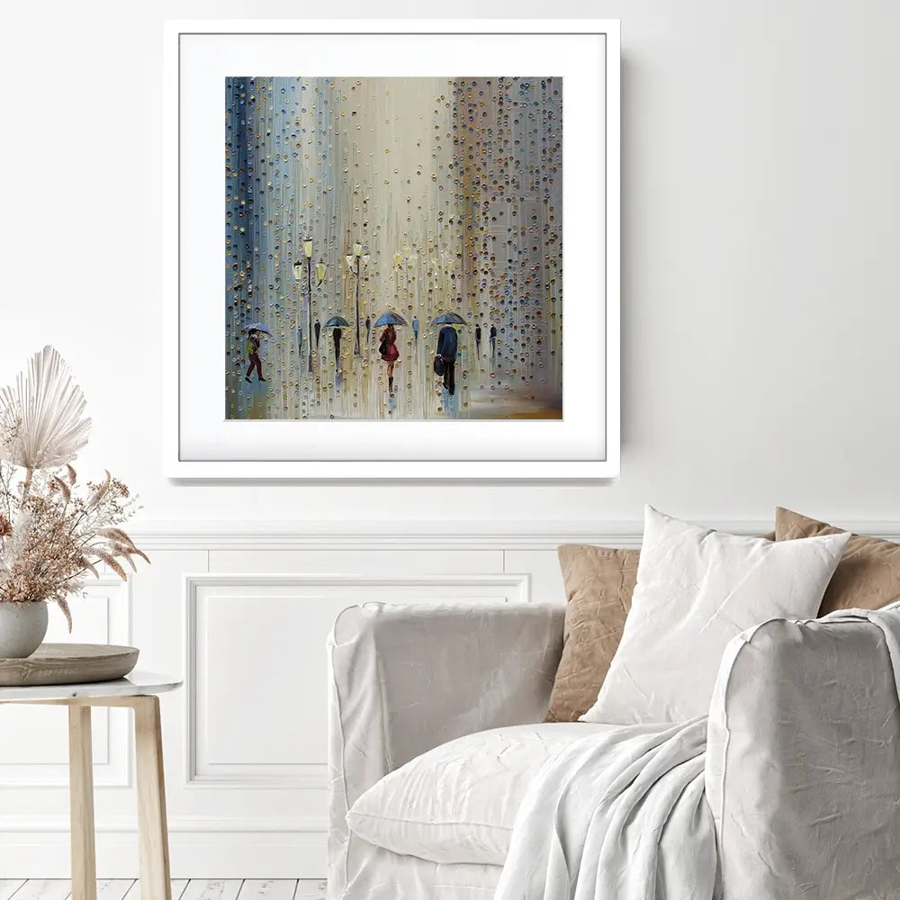 Under A Rainy Sky Square Framed Art Print Under A Rainy Sky Square Framed Art Print wall art product Art Print Shop
