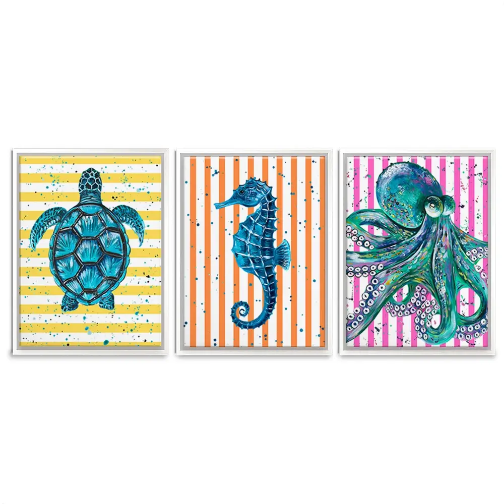 Under The Sea Striped Trio Canvas Print Under The Sea Striped Trio Canvas Print wall art product Emma LC Art