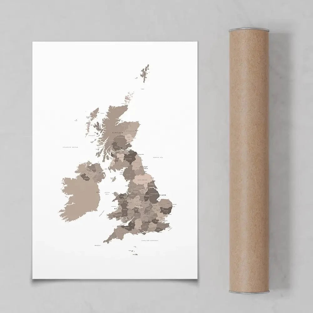 United Kingdom Sepia Map Art Print United Kingdom Sepia Map Art Print wall art product Independent