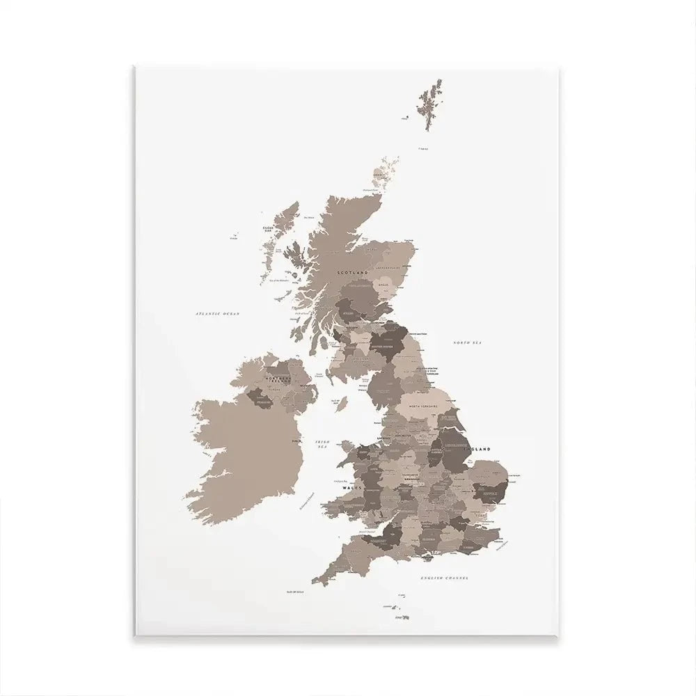 United Kingdom Sepia Map Canvas Print United Kingdom Sepia Map Canvas Print wall art product H Goossens