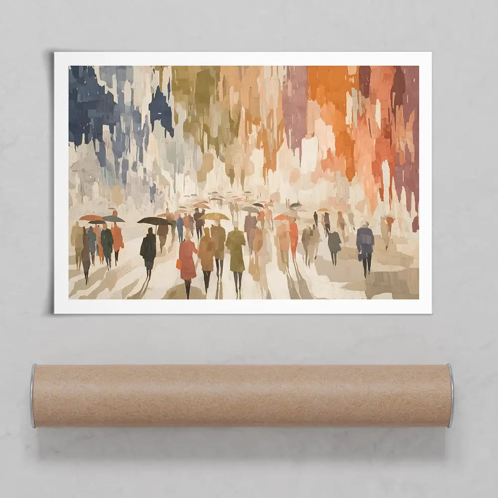 Urban Rainy Promenade Art Print Urban Rainy Promenade Art Print wall art product Chromatic Storm Studio