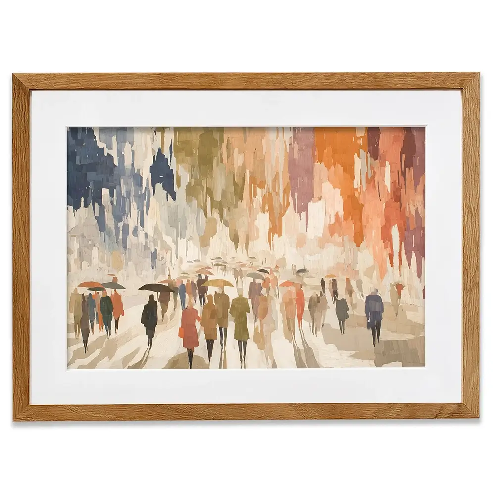 Urban Rainy Promenade Framed Art Print Urban Rainy Promenade Framed Art Print wall art product Chromatic Storm Studio