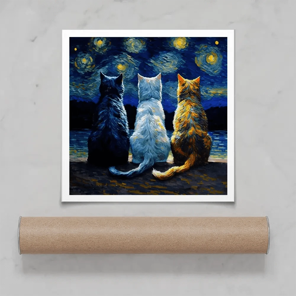 Van Gogh Three Cats Square Art Print Van Gogh Three Cats Square Art Print wall art product Svetlana Aleynikova