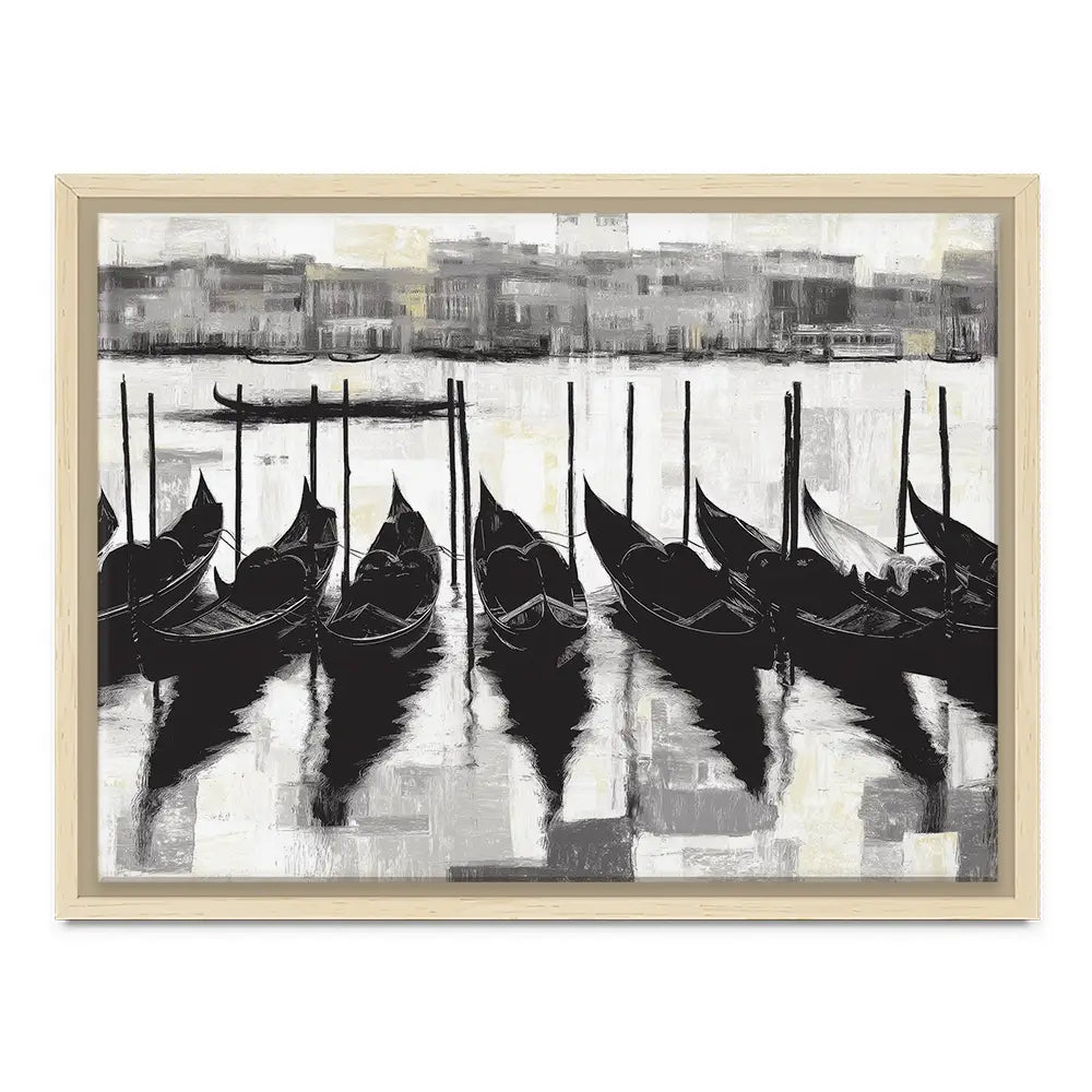 Venetian Lagoon Gondolas At Dock Canvas Print Venetian Lagoon Gondolas At Dock Canvas Print wall art product Chromatic Storm Studio