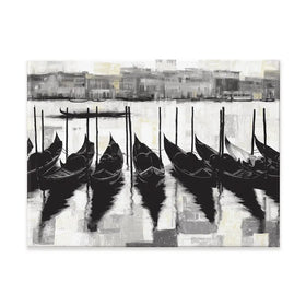 Venetian Lagoon Gondolas At Dock Canvas Print Venetian Lagoon Gondolas At Dock Canvas Print wall art product Chromatic Storm Studio