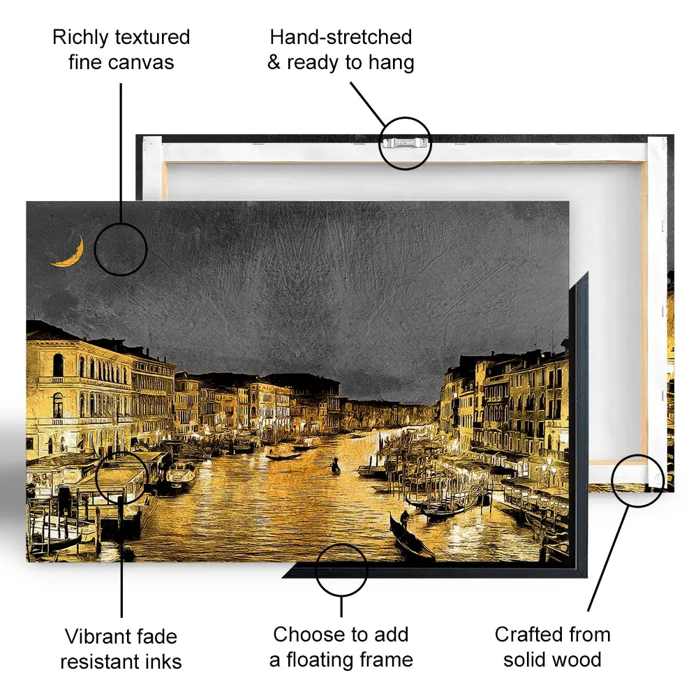 Venice Glow Canvas Print Venice Glow Canvas Print wall art product Mohammadreza Zeidabadi / Shutterstock