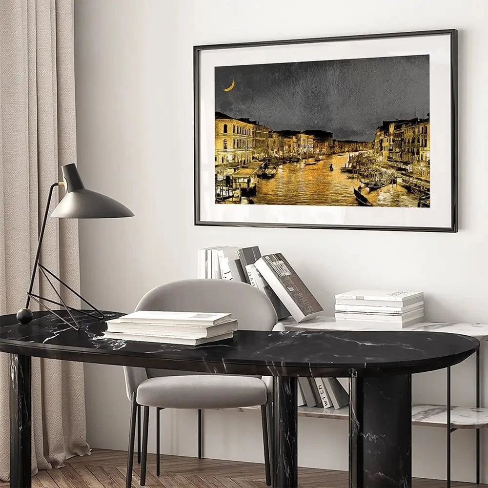 Venice Glow Framed Art Print Venice Glow Framed Art Print wall art product Mohammadreza Zeidabadi / Shutterstock