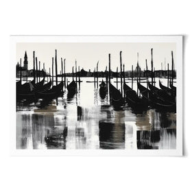 Venice Gondolas And Mooring Poles Art Print Venice Gondolas And Mooring Poles Art Print wall art product Chromatic Storm Studio
