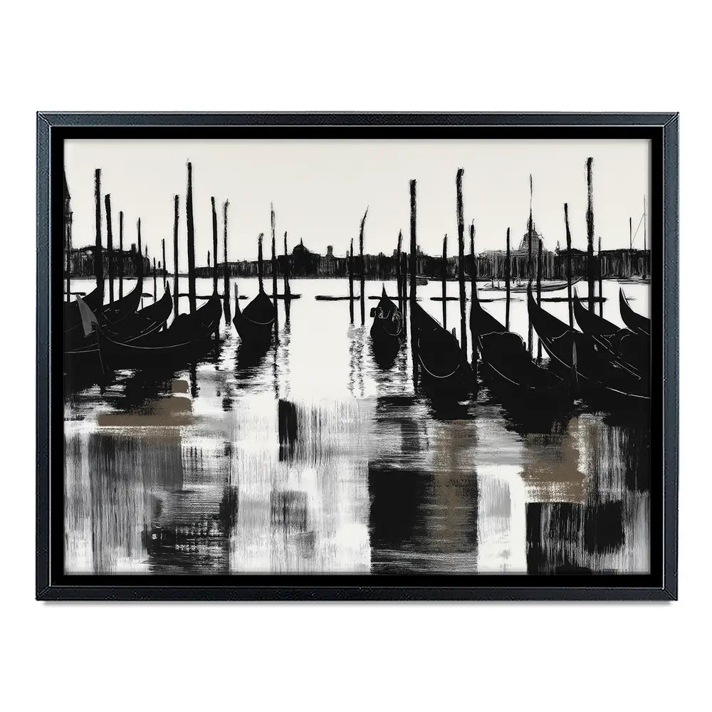 Venice Gondolas And Mooring Poles Canvas Print Venice Gondolas And Mooring Poles Canvas Print wall art product Chromatic Storm Studio