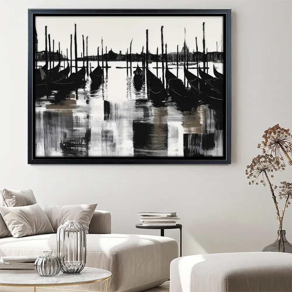 Venice Gondolas And Mooring Poles Canvas Print Venice Gondolas And Mooring Poles Canvas Print wall art product Chromatic Storm Studio