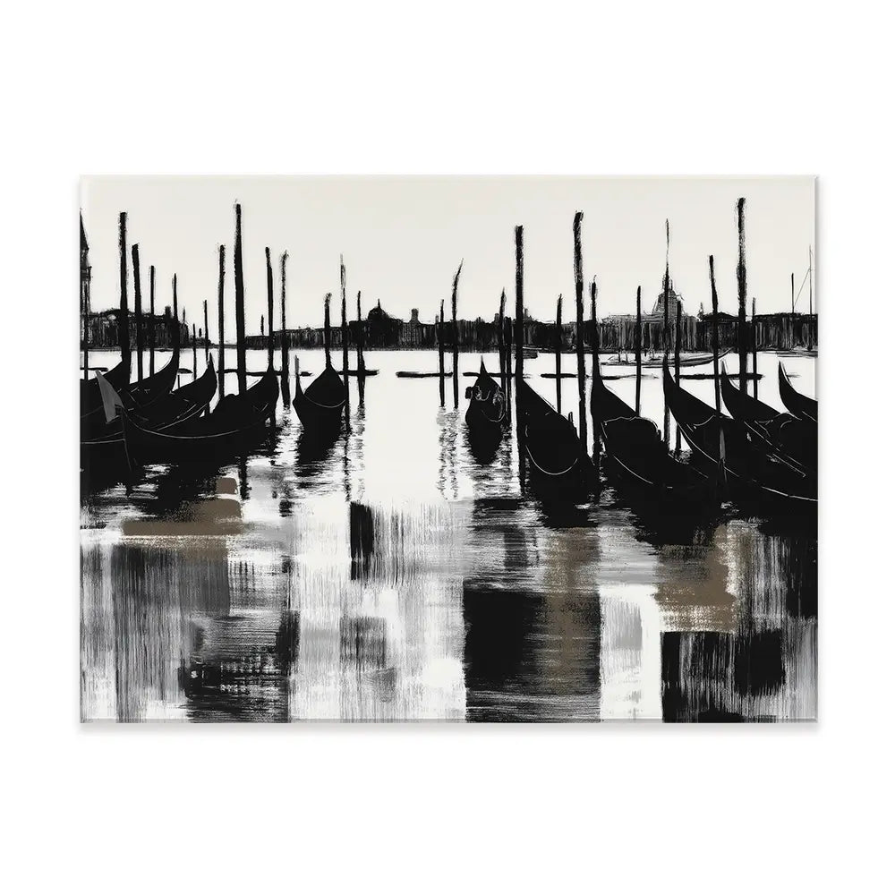 Venice Gondolas And Mooring Poles Canvas Print Venice Gondolas And Mooring Poles Canvas Print wall art product Chromatic Storm Studio