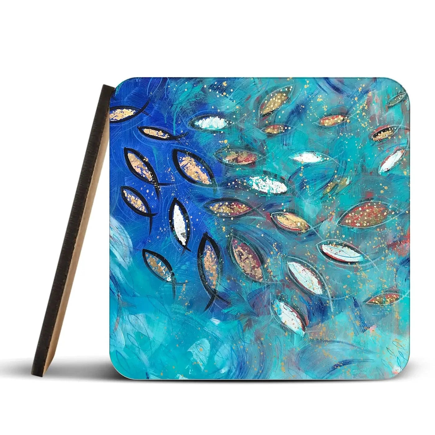 Very Fishy Coaster Set Rainbow Soul Tree Coaster Set | Rainbow Soul Tree Art Coasters wall art product Jane Brookshaw