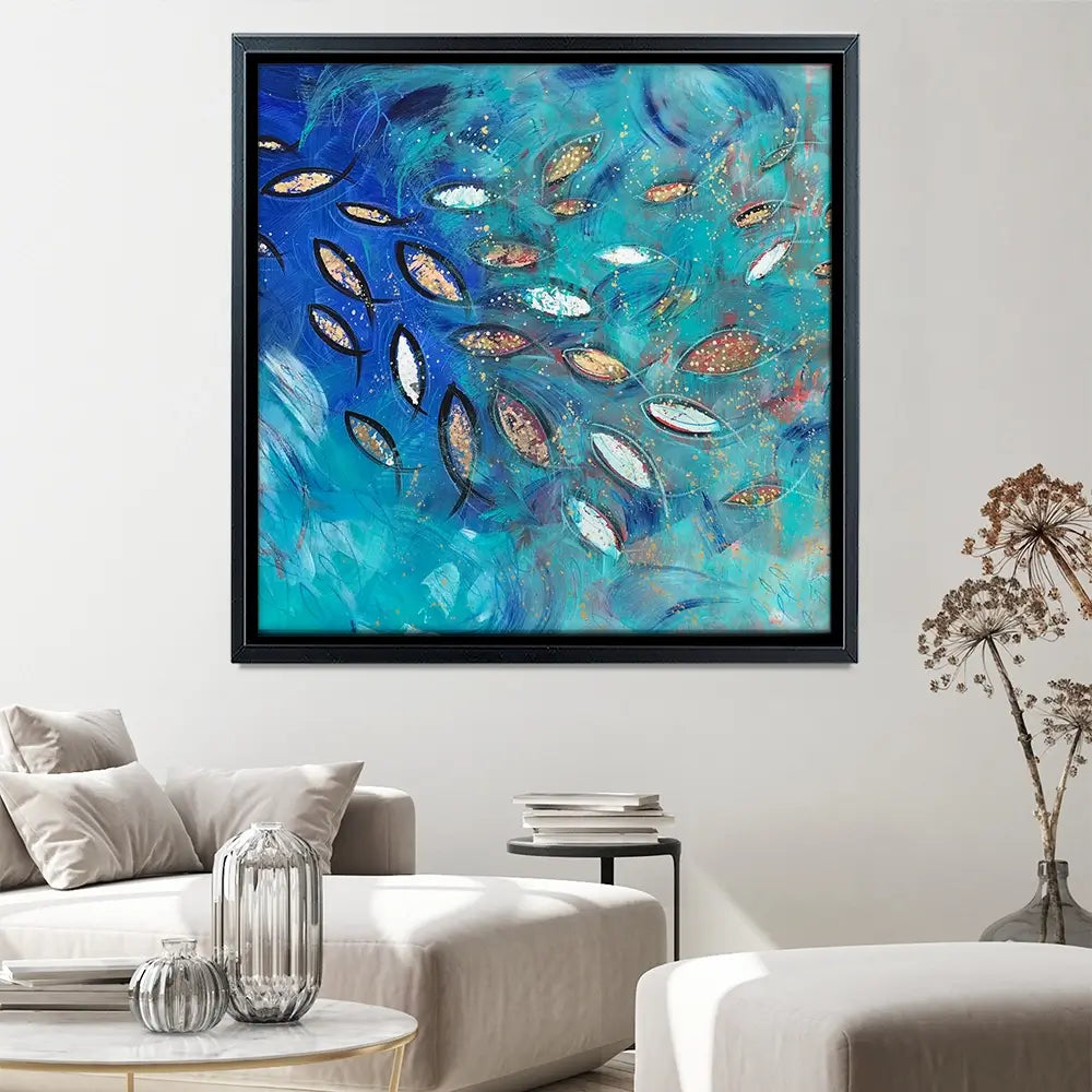 Very Fishy Square Canvas Print Very Fishy Square Canvas Print wall art product Jane Brookshaw