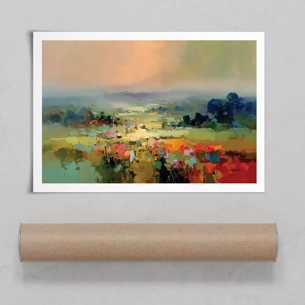 Vibrant Abstract Fields And Soft Pastel Sky Art Print Vibrant Abstract Fields And Soft Pastel Sky Art Print wall art product Leon Devenice