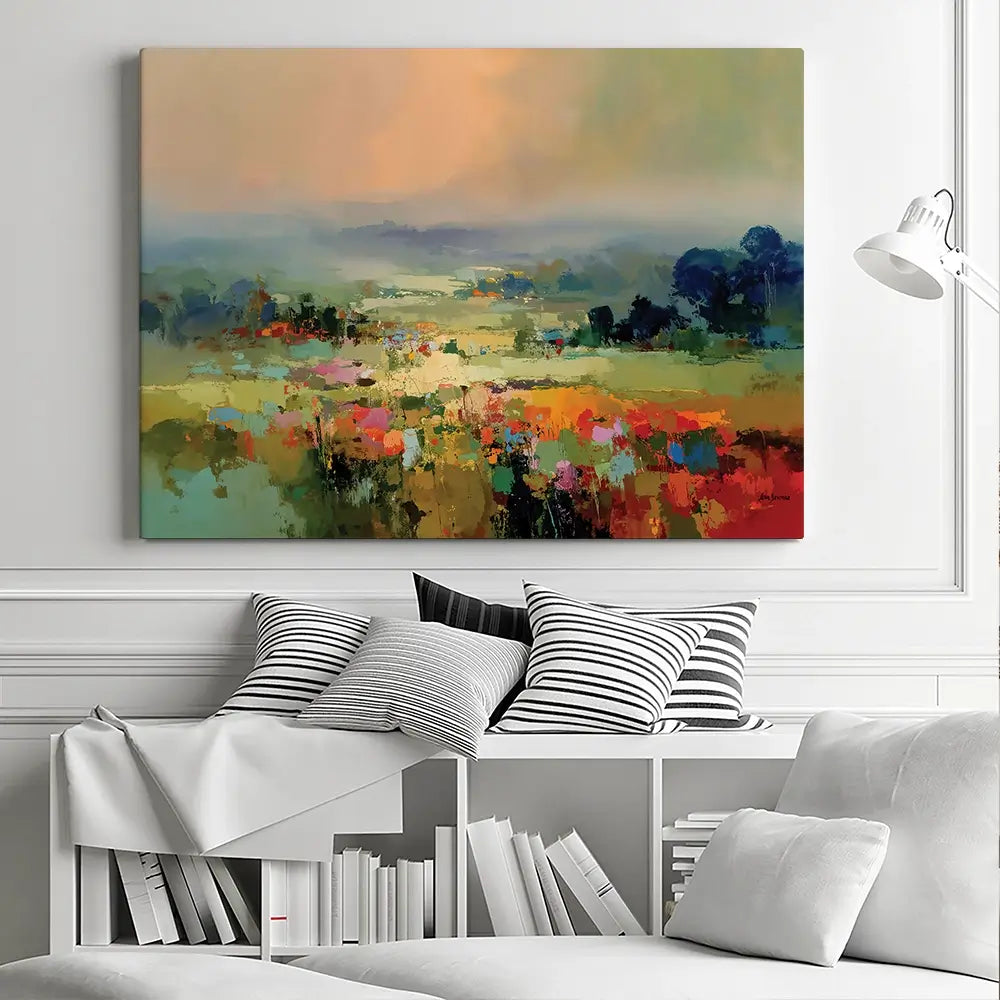 Vibrant Abstract Fields And Soft Pastel Sky Canvas Print Vibrant Abstract Fields And Soft Pastel Sky Canvas Print wall art product Leon Devenice