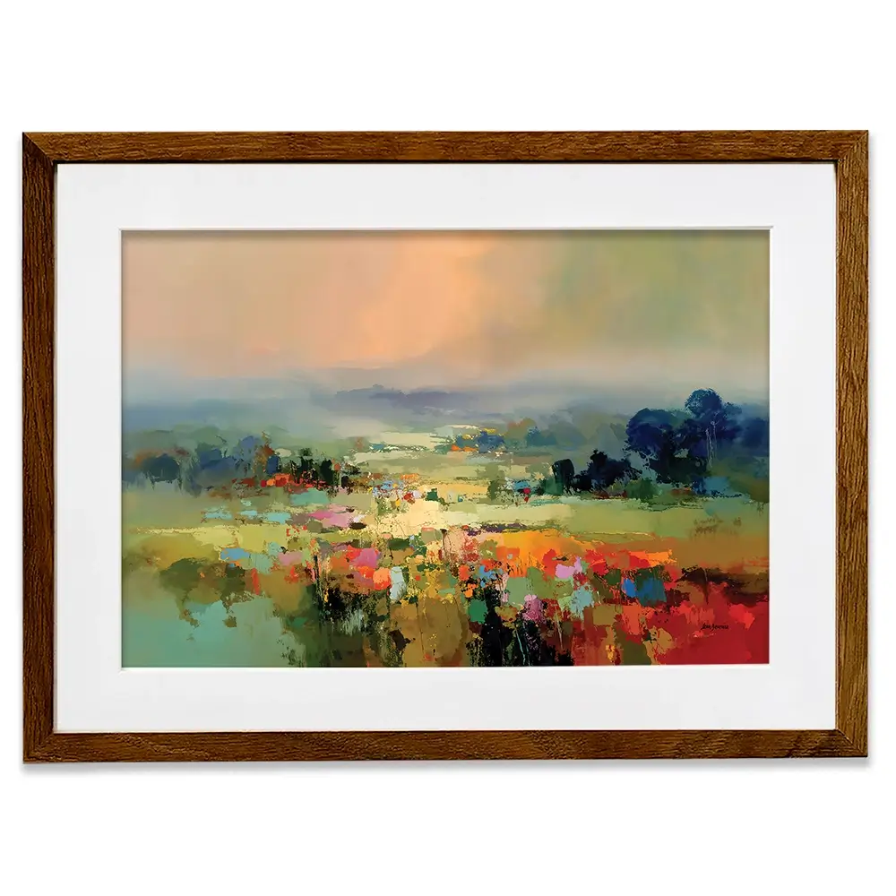 Vibrant Abstract Fields And Soft Pastel Sky Framed Art Print Vibrant Abstract Fields And Soft Pastel Sky Framed Art Print wall art product Leon Devenice