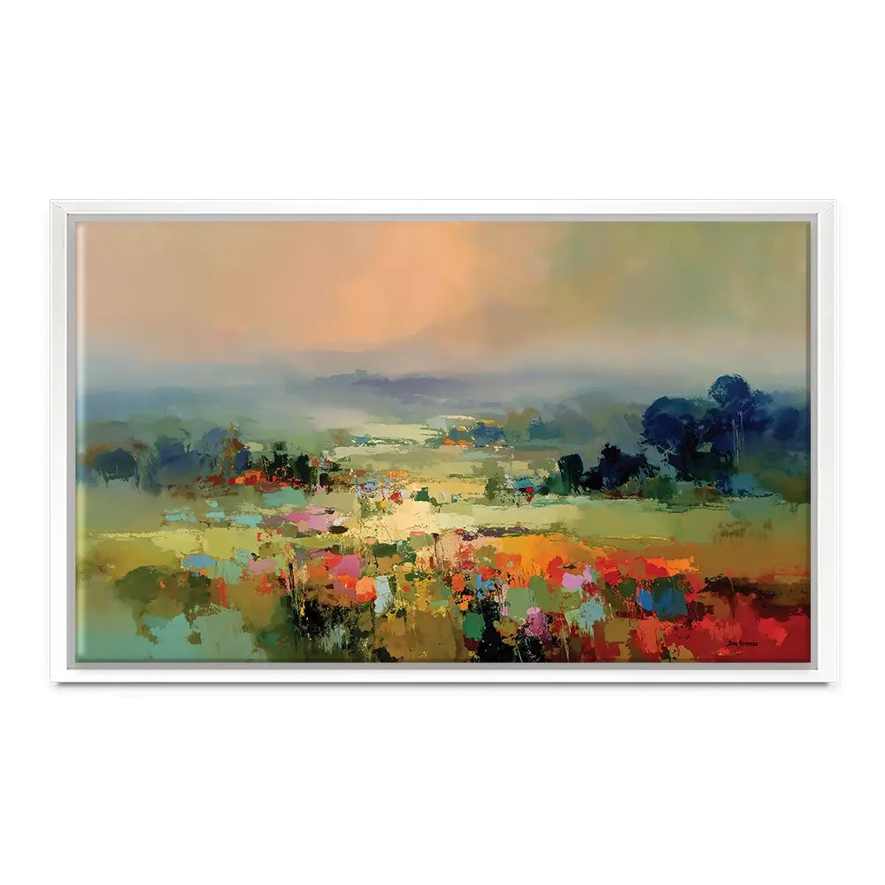 Vibrant Abstract Fields And Soft Pastel Sky Oversized Canvas Print Vibrant Abstract Fields And Soft Pastel Sky Oversized Canvas Print wall art product Leon Devenice