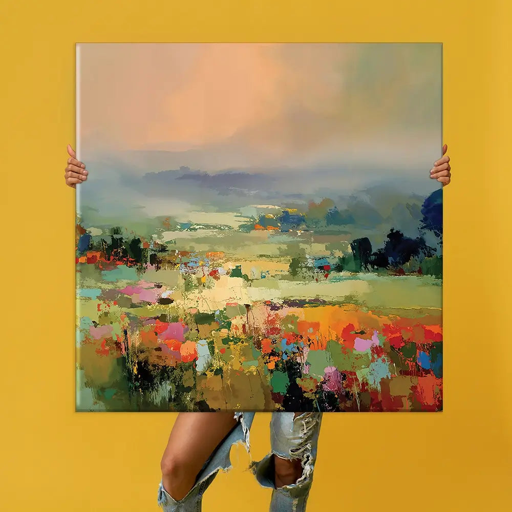 Vibrant Abstract Fields And Soft Pastel Sky Oversized Canvas Print Vibrant Abstract Fields And Soft Pastel Sky Oversized Canvas Print wall art product Leon Devenice