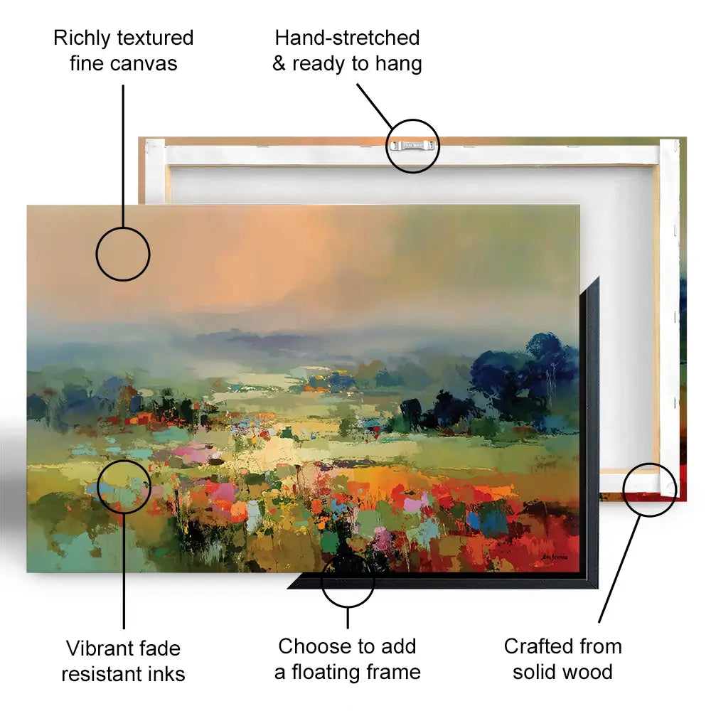Vibrant Abstract Fields And Soft Pastel Sky Oversized Canvas Print Vibrant Abstract Fields And Soft Pastel Sky Oversized Canvas Print wall art product Leon Devenice