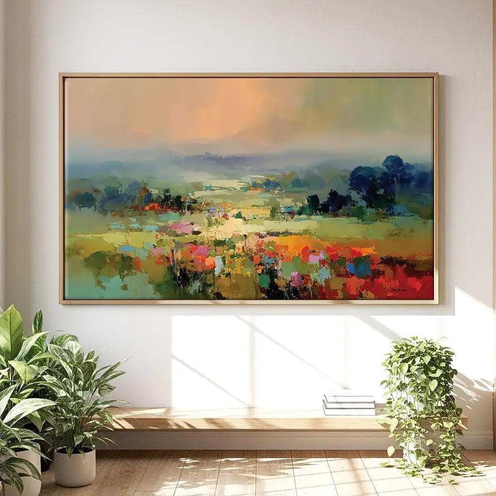 Vibrant Abstract Fields And Soft Pastel Sky Oversized Canvas Print Vibrant Abstract Fields And Soft Pastel Sky Oversized Canvas Print wall art product Leon Devenice
