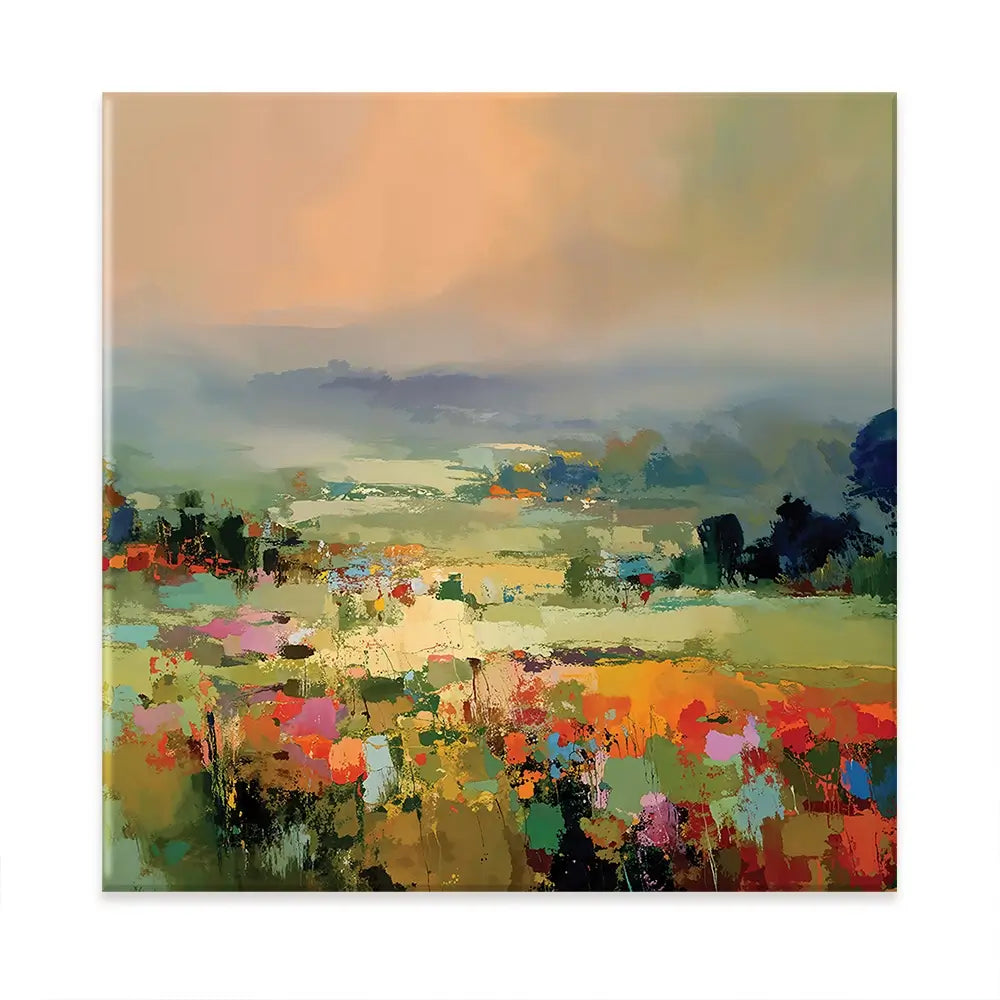 Vibrant Abstract Fields And Soft Pastel Sky Oversized Canvas Print Vibrant Abstract Fields And Soft Pastel Sky Oversized Canvas Print wall art product Leon Devenice