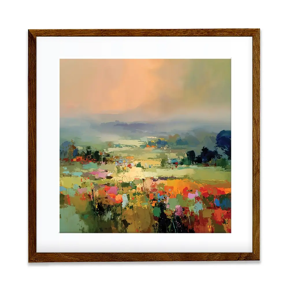 Vibrant Abstract Fields And Soft Pastel Sky Square Framed Art Print Vibrant Abstract Fields And Soft Pastel Sky Square Framed Art Print wall art product Art Print Shop