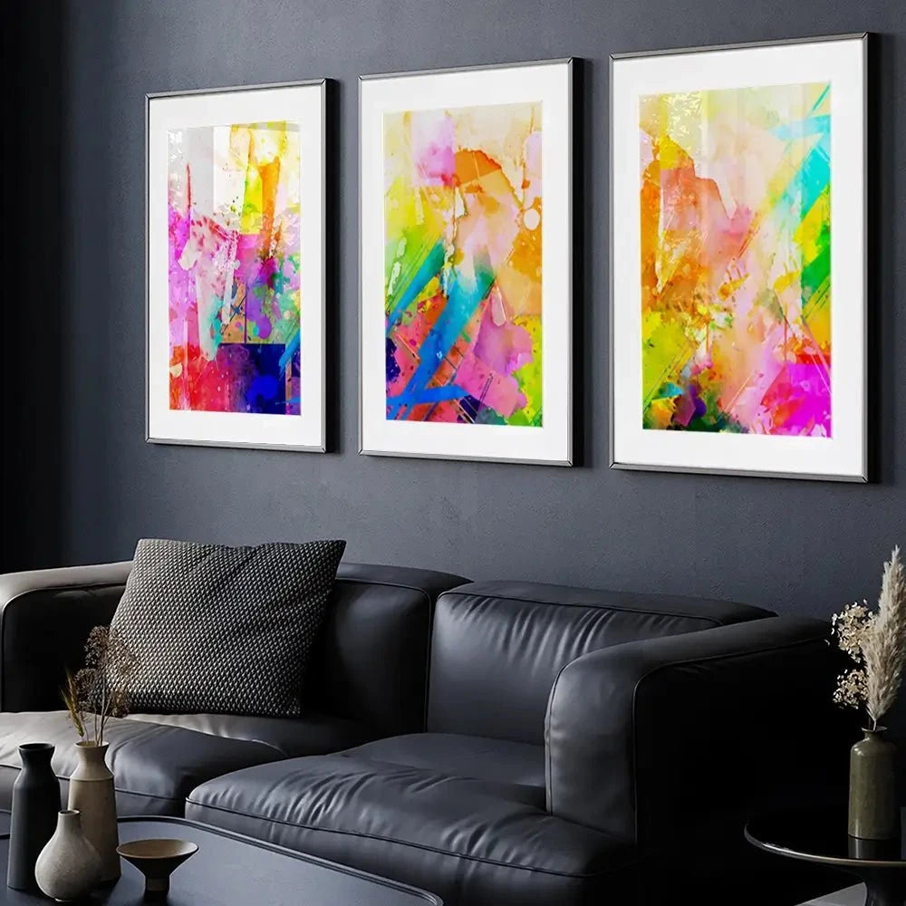 Vibrant Abstract Framed Art Print Trio Vibrant Abstract Framed Art Print Trio wall art product ARTEMENKO VALENTYN / Shutterstock