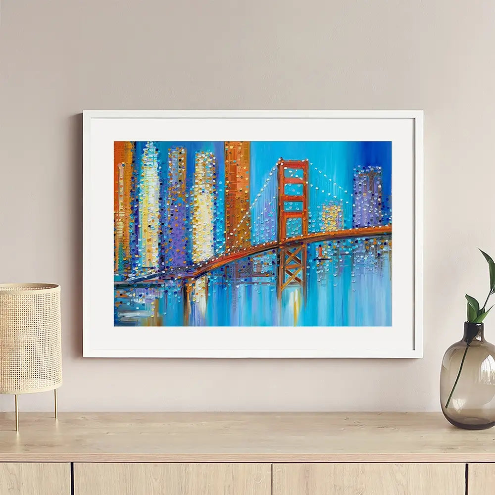 Vibrant Golden Gate Bridge Framed Art Print Vibrant Golden Gate Bridge Framed Art Print wall art product Ekaterina Ermilkina