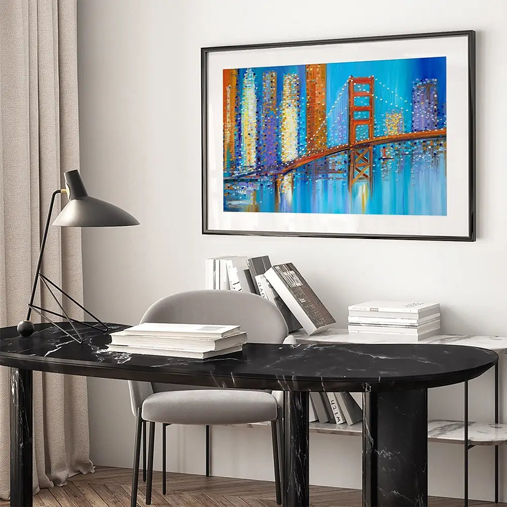 Vibrant Golden Gate Bridge Framed Art Print Vibrant Golden Gate Bridge Framed Art Print wall art product Ekaterina Ermilkina