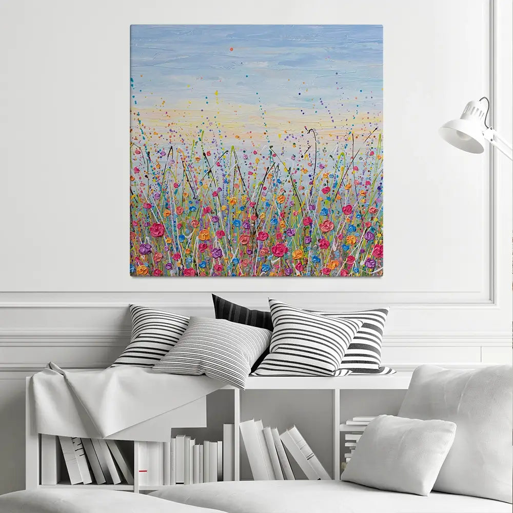 Vibrant Meadow Square Canvas Print Vibrant Meadow Square Canvas Print wall art product Art Print Shop