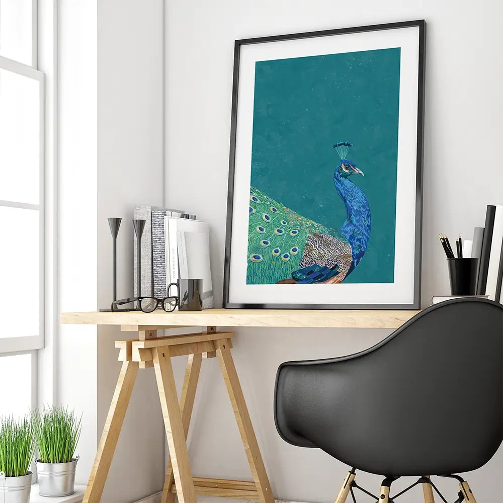 Vibrant Peacock Framed Art Print Vibrant Peacock Framed Art Print wall art product Sarah Manovski
