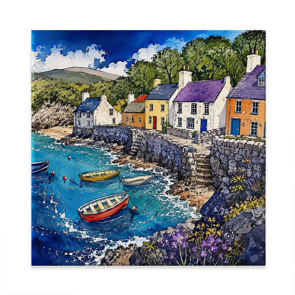 Village Harbour Square Canvas Print Village Harbour Square Canvas Print wall art product David Alexander Elder