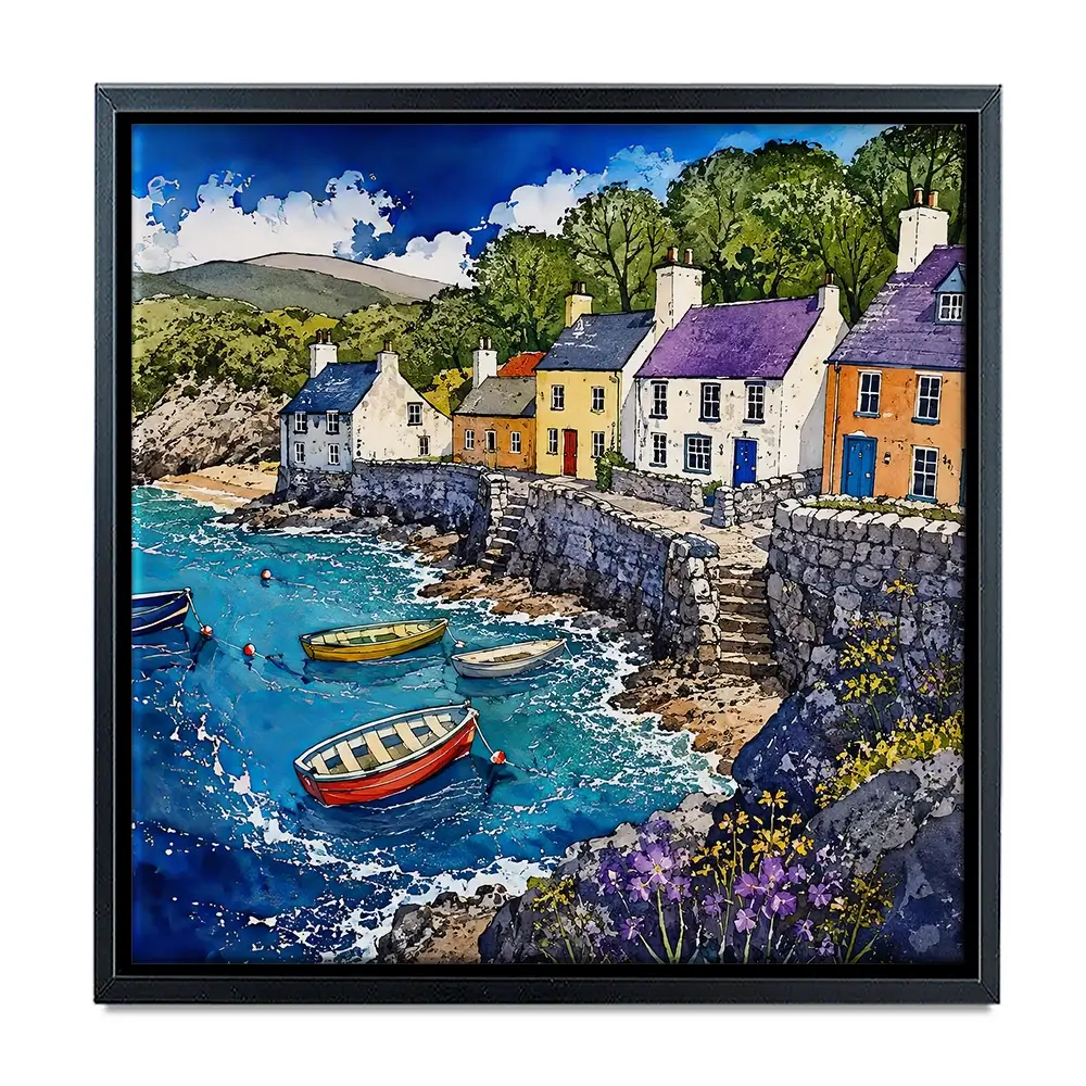Village Harbour Square Canvas Print Village Harbour Square Canvas Print wall art product David Alexander Elder