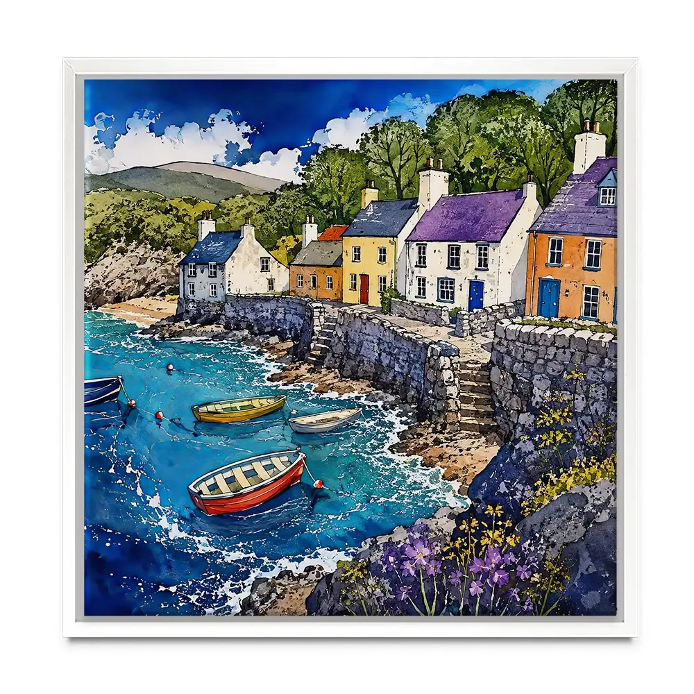 Village Harbour Square Canvas Print Village Harbour Square Canvas Print wall art product David Alexander Elder