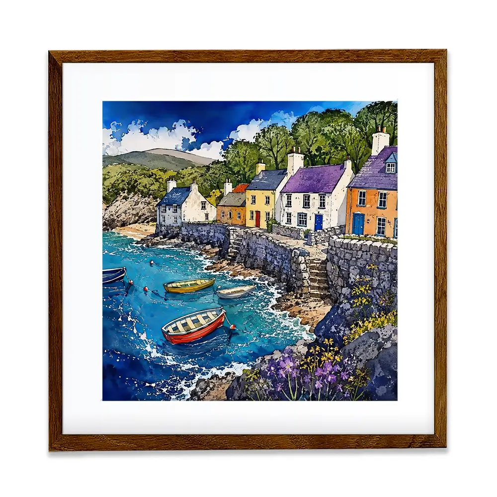 Village Harbour Square Framed Art Print Village Harbour Square Framed Art Print wall art product David Alexander Elder